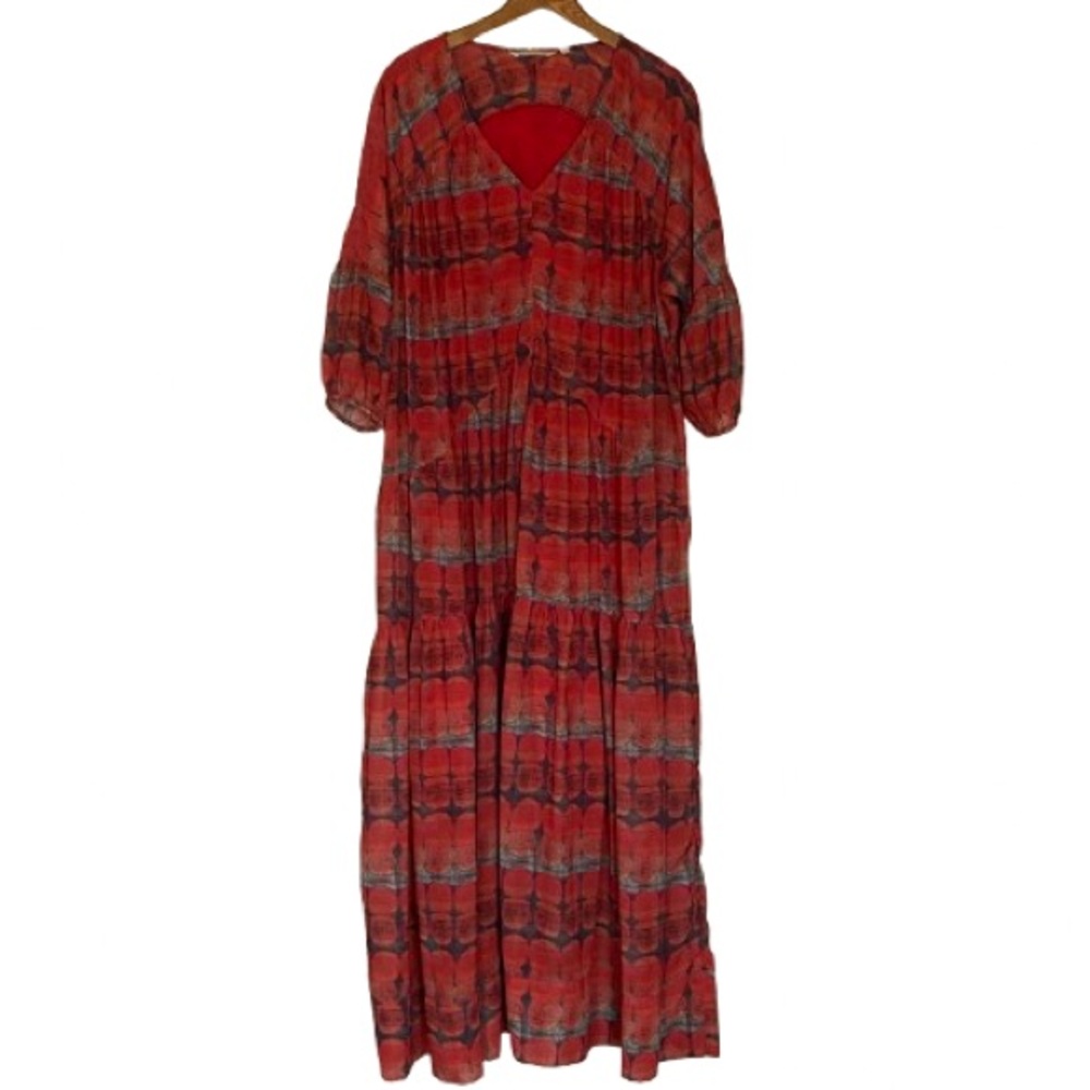 Soft Surroundings Women’s Tiered Maxi Dress Size L Tie Dye Watercolor Boho Flowy
